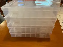Caja de almacenamiento de plástico para joyas, compartimiento ajustable, caja para pendientes, estuche para joyería, varios tamaños