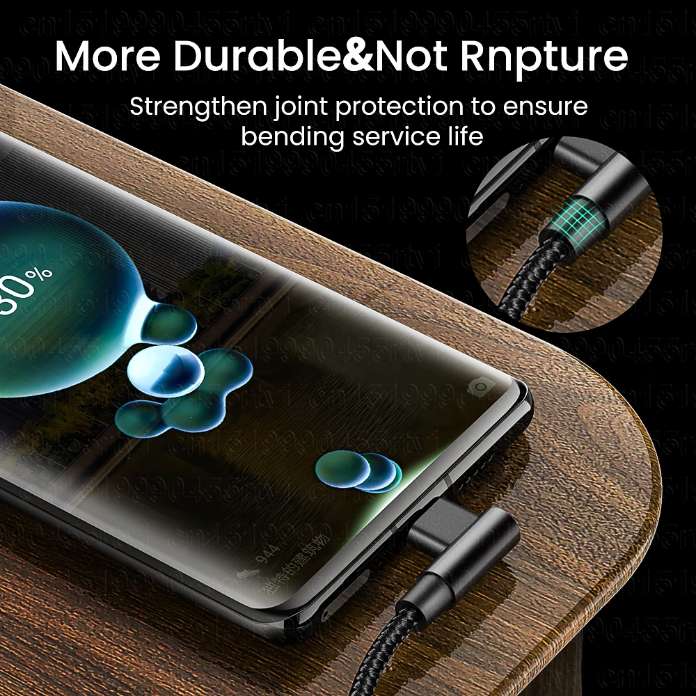 3A double elbow Type-c to USB C 60W fast charging data cable For Huawei Samsung Xiaomi mobile phone charging cable 1m/2m/3m