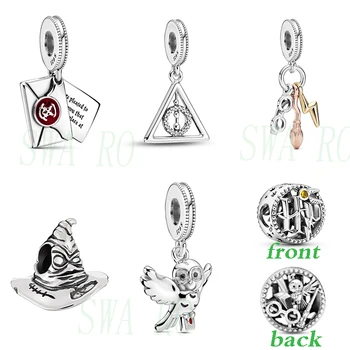 

2020 New S925 Original Magic School Owl Deathly Hallows Openwork Icons Glasses, Nimbus 2000 & Lightning Bolt Dangle Charm DIY