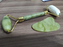 Rodillo de piedra de Jade Natural para masaje Facial, masajeador de gua sha, rascador, herramientas adelgazantes de belleza, relajación de la piel