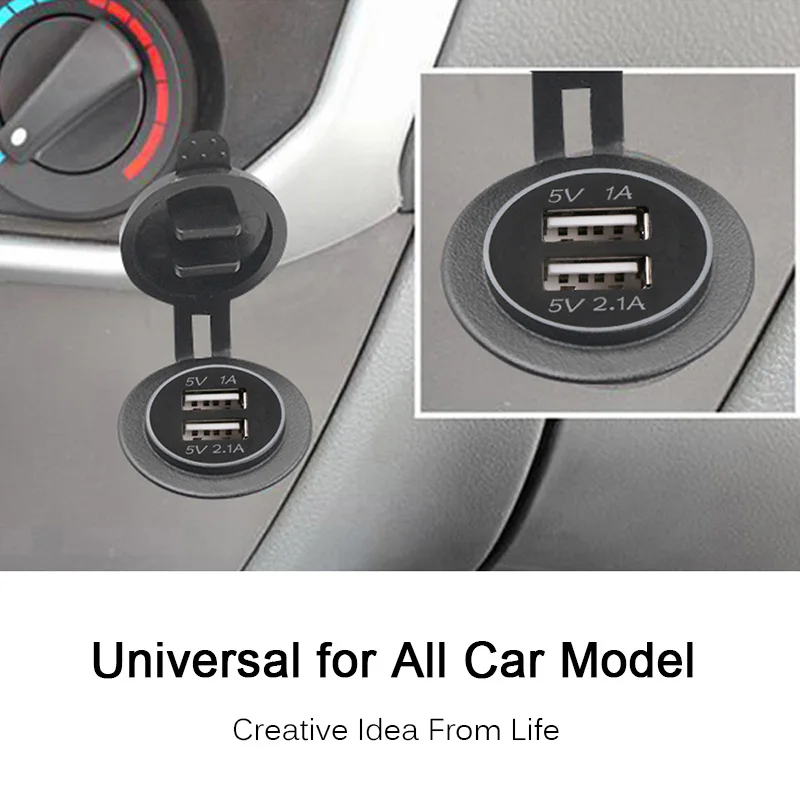 Дизайн, универсальные автомобильные зарядные устройства для мотоциклов, двойное USB зарядное устройство, светодиодный светильник 3.1A, быстрая зарядка для авто, грузовик, лодка, usb-устройство