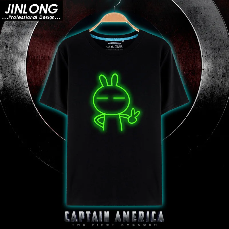 Новинка 3D светящаяся футболка забавная мультяшная мужская хлопковая черная