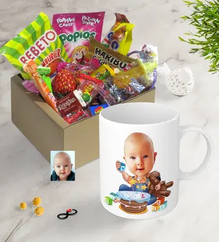 

Personalized Baby Birthday Caricature Of Nostalgic Lezzetler Mug Seti-1 Customized White cup Personalized print