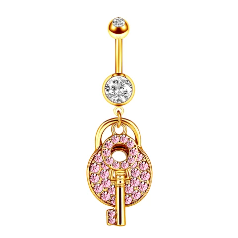 Gold Color Heart belly button ring 14G belly ring cute navel piercing bar sexy belly piercing dangle navel ring lot