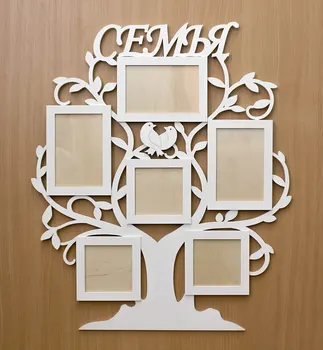 

Wooden photo frame collage in the form of a tree "family" for 6 photos