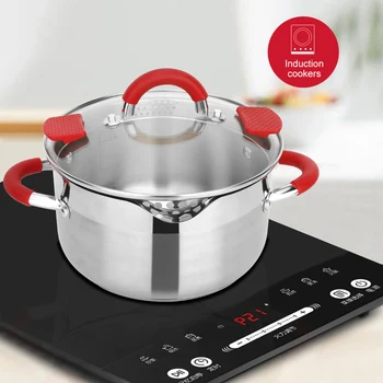 

1pcs Stainless Steel pot 3L-5L Double Bottom Soup Pot Nonmagnetic Cooking Multi-purpose Cookware Non-stick Pan general use