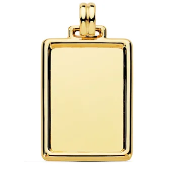 

18k gold pendant veneer rectangular 34mm. Smooth frame unisex-Customizable-RECORDING INCLUDED IN THE PRICE