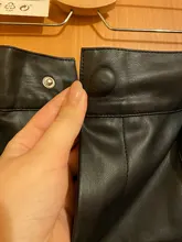 2020 Winter New Women Orange Color PU Bermuda Shorts Faux Leather Belted Shorts