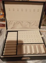 Caja de cuero para joyería de doble capa, caja de almacenamiento de ornamento para pendientes y pendientes, joyero grande multifunción, novedad