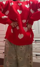 Nomikuma-suéter coreano de manga larga para mujer, Jersey de punto con corazón de amor, Tops informales, cuello redondo, b037, otoño e invierno, 2020