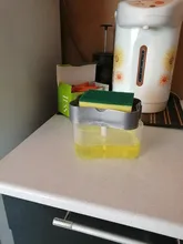 Dispensador de detergente líquido 2 en 1, caja de jabón líquido con prensa, organizador de bomba con esponja, herramienta de cocina, suministros de baño