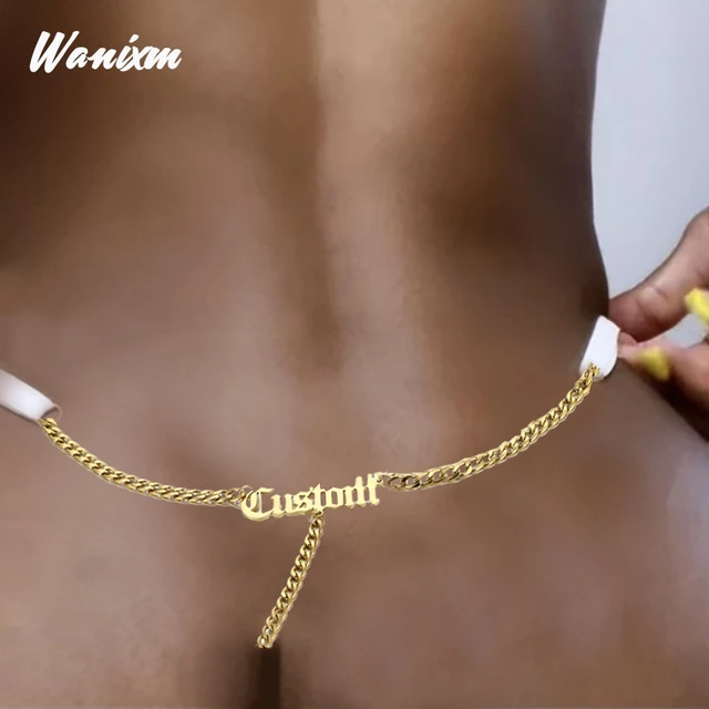 Custom Panties With Name For Women Customize Thong Crystal Letters Sexy  Fashion Lace Underwear Waist Chain Jewelry Birthday Gift - AliExpress