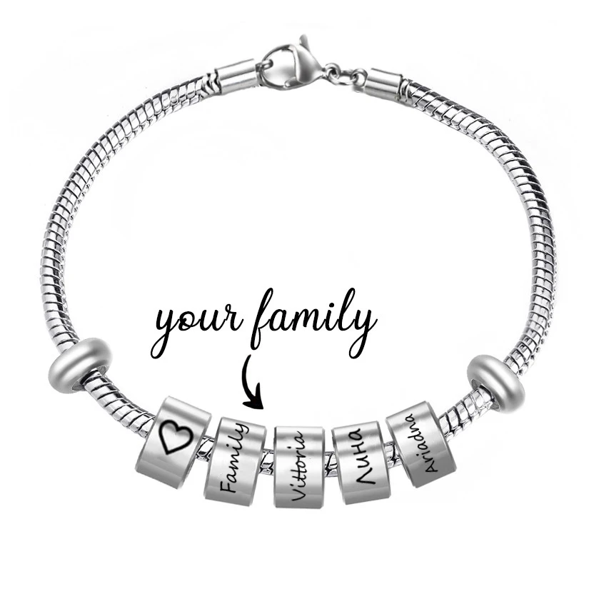 Custom Engravd Name ID Bracelet for Women Stainless Steel Jewelry Beads Charm Personnalisé Bangle Family Lovers Anniversary Gift custom family names bracelet for men personalized braided leather bracelets stainless steel beads charm bangle father s day gift