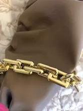 Bolso de mano de día para mujer, cadena dorada gruesa, pinza para masa, bolso de hombro, bolsa de hombro, Baguette plisado, 2021