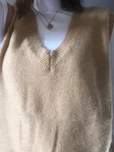 Pullover Vest Sweater Knitted Pink Winter Women Warm Girls Autumn V-Neck Casual New