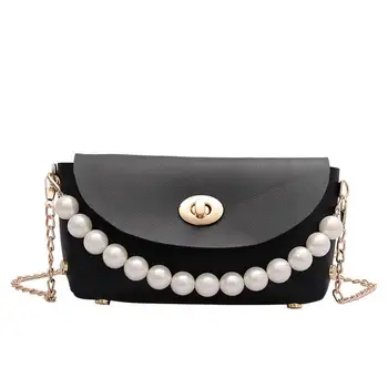 

Simple Style Faux Leather Crossbody Bags For Women 2020 Lady Chain Shoulder Messenger Bag Female Mini Pearl Handbags and Purses