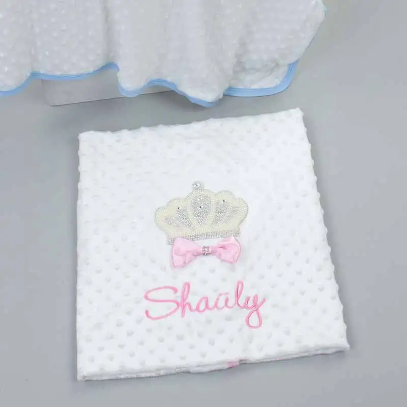 Personalized Baby Name Embroidered Blanket King Queen Babies Girls Boys