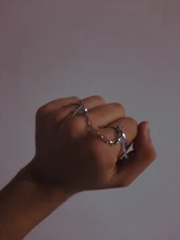 Punk Hip-Hop Cruz anillo de plata Chapado en Color Retro Cadena de dedo anillo de joyería ajustable regalo para Unisex anillo partido anillos