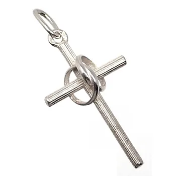 

Cross 925 Sterling silver m striped alliances 25mm. [AB5217]