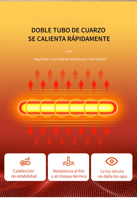 RevolutionLine - Estufa calefactor portátil de bajo consumo | Estufa  eléctrica con 2 niveles de potencia 400/800W | 2 tubos de cuarzo |  Desconexión