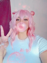 Msholy-peluca ondulada rosa con flequillo Bob corto, Pelo Rizado Bob, pelucas púrpuras sintéticas Rojas, rubias y verdes, Cosplay de alta temperatura