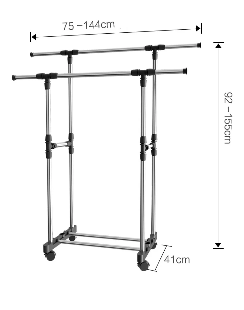 Tanie SOKOLTEC podwójna zewnętrzna regał mobilny na ubrania HW47875