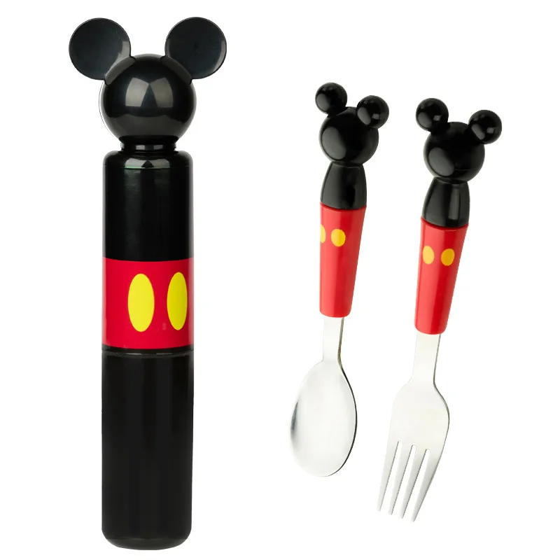 

Cartoon Mickey Spoon Fork Set Cute Stainless Steel Dinnerware Portable Kids Eating Utensils Toddler Baby Flatware Tableware