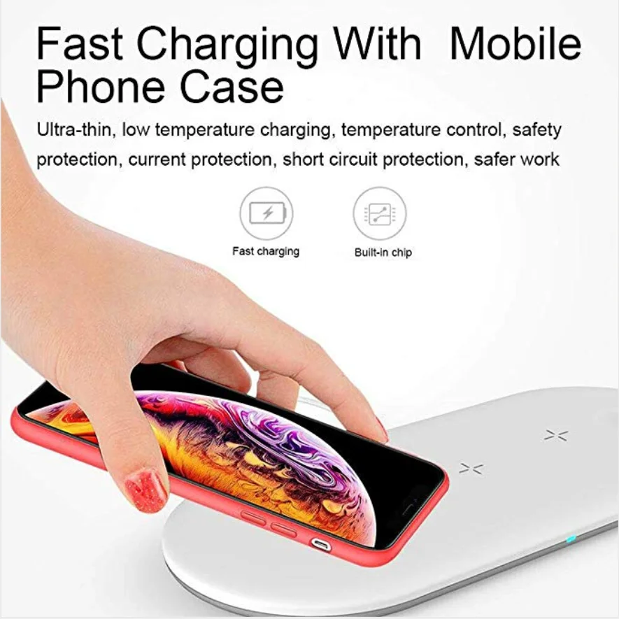 Фото 3 в 1 10 Вт Беспроводная зарядная станция Подставка для iPhone X XS Apple Watch Airpods док i xiaomi 3 в 1 10 Вт Беспроводная зарядная станция Подставка для iPhone X XS Apple Watch Airpods док i xiaomi