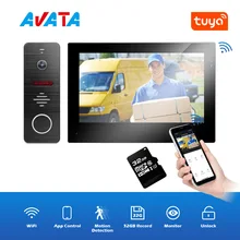 Tuya Wifi wideodomofon domofon 1080P 7 Cal dodatkowy Monitor rekord kontrola aplikacji zdalne odblokowanie inteligentnego domu instalacja dzwonka