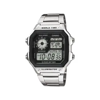 

Casio Men's Watch Digital Water Resistant Sports AE-1200WHD-1AVDF Grey Stainless Steel Waterproof Multi-function World Time