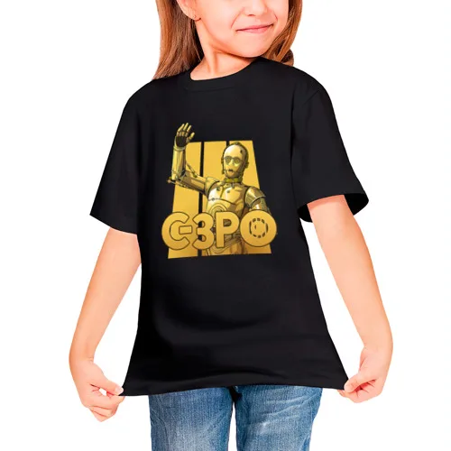 Детская футболка хлопок «C-3PO» для мальчиков и девочек, Легкая футболка из хлопка с рисунком