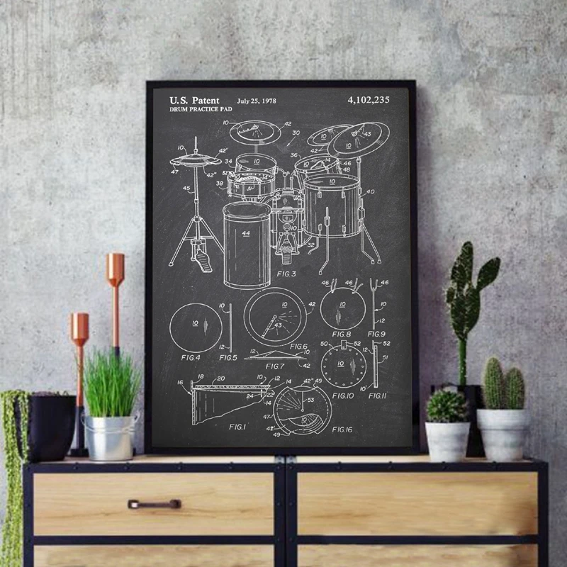 Music Patent Canvas Prints Wall Art Decor