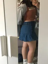 Minifalda vaquera plisada para mujer, pantalones vaqueros cortos de cintura alta, con volantes, estilo coreano, Harajuku Punk Y2K