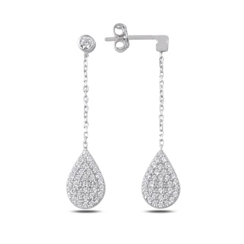 

Silver 925 Sterling Zircon Cubic Zirconia Dangle Drop Earrings