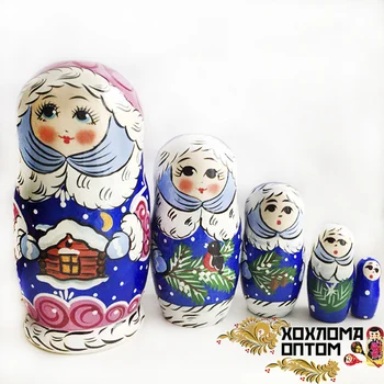

Lhm10180 matryoshka New Year "Snow Maiden" 5 puppet, Khokhloma