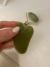 Gua Sha-masajeador de piedra Jade para cara, rodillo de Jade verde para estiramiento Facial, antiarrugas, 2/1 Uds.