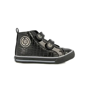 

Girl's booties patent leather black coconut with two velcros, Conguitos
