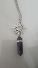 Colgante de cristal Hexagonal para mujer, piedra Natural, sol y luna, mejores amigos, joyería, color púrpura, rosa, 2 uds.