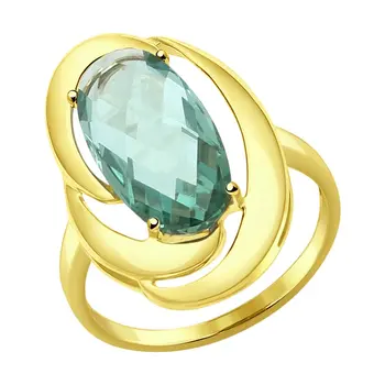 

Sokolov ring in yellow gold with quartz, fashion jewelry, 585, women's male