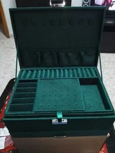 WE New-estuche de 3 capas con broche verde para mujer, organizador de joyería, anillo grande, collar, soporte de maquillaje, caja de joyería de terciopelo con cerradura