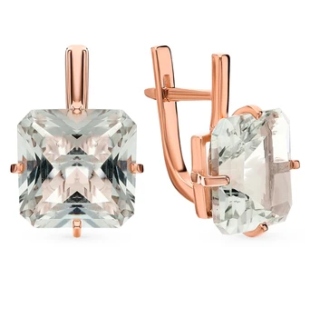 

Gold earrings with amethyst and amethyst green sunlight sample 585