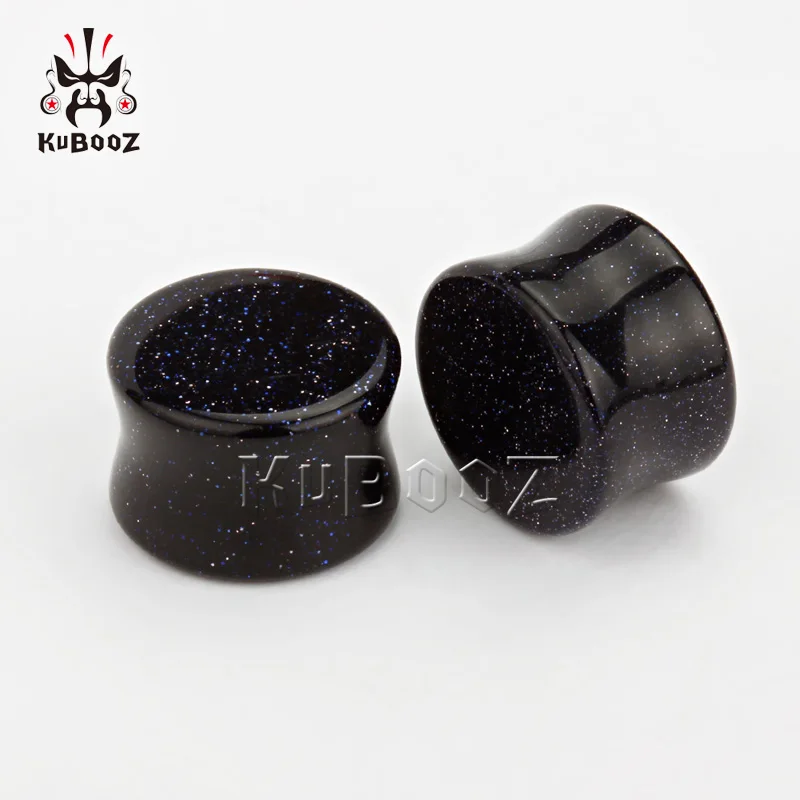 Wholesale Price High Polish Blue Sand Stone Ear Plugs Tunnels Expanders Piercing Body Jewelry Earring Gauges Stretchers 32PCS