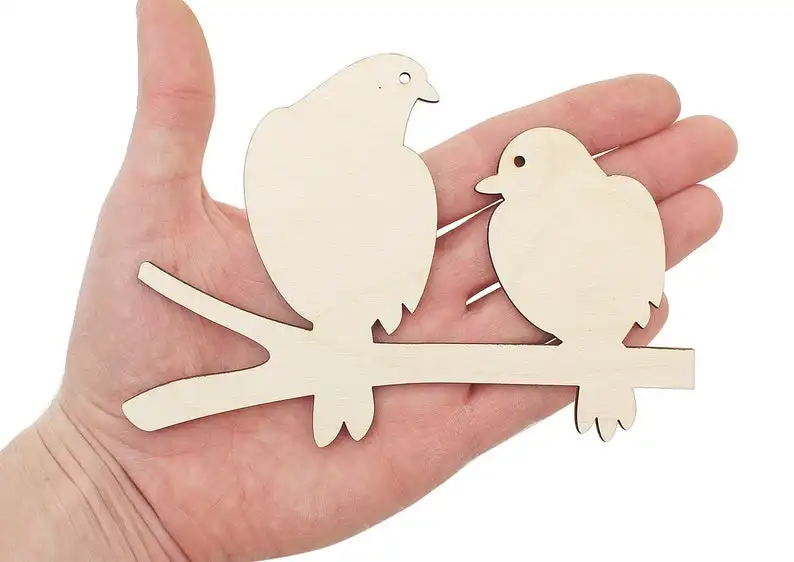 

Wooden Birds on Tree Branch Cutout (15cm) Shape Wood Bird Dove Cutout Craft Decoration Gift Decoupage Ornament 0965