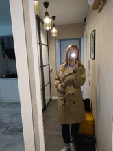 Outerwear Trench-Coat Spring Long-Double-Breasted-Belt Oversize-Quality Khaki Autumn