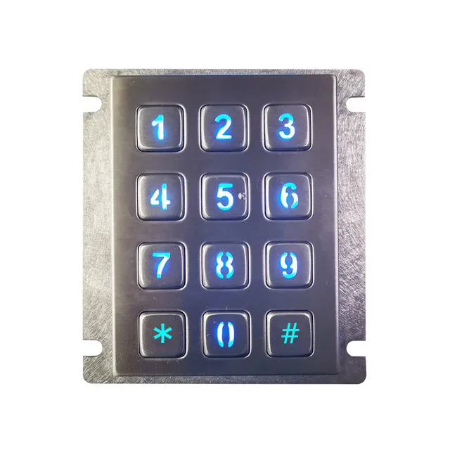 Quiosque com 12 Teclas 3×4 Matriz de Acesso Usb Atm Controle de Acesso Iluminação de Fundo com Led Teclado Digital Industrial de Metal