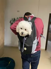 Al aire libre viajes de mascotas de doble bolsa de hombro portátil de viaje mochila al aire libre bolsa de transporte perro mascota frente perro bolsa de malla de mochila de la cabeza