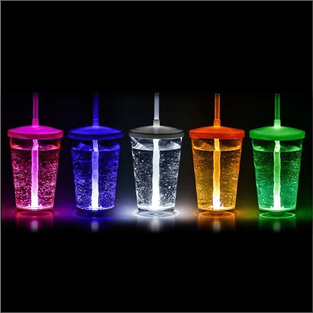 Light Up LED No-Spill Glowing Drink Cup with Lid