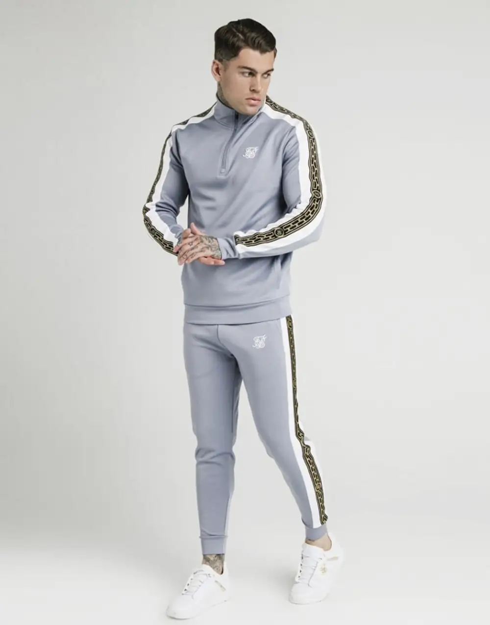 SikSilk панельные Racer 1/4 на молнии воронка шеи полный комплект-спортивный костюм