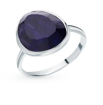 

Silver ring with corundum sunlight sample 925