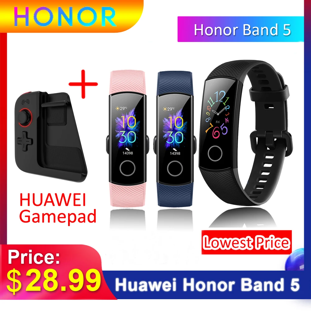 Смарт-браслет huawei Honor Band 5 с беспроводным геймпадом, браслет, шагомер, сенсорный экран, для плавания, пульсометр